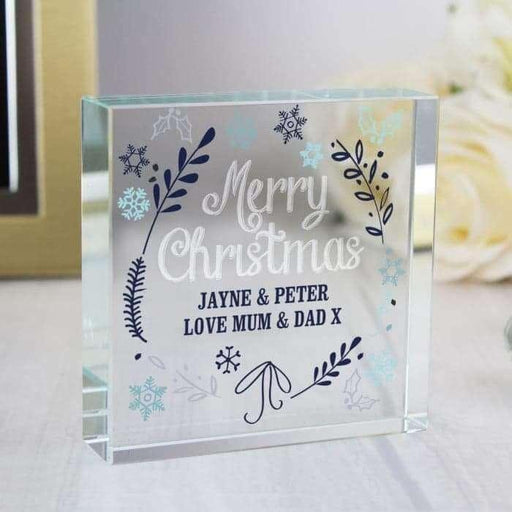 Personalised Merry Christmas Large Crystal Token - Myhappymoments.co.uk