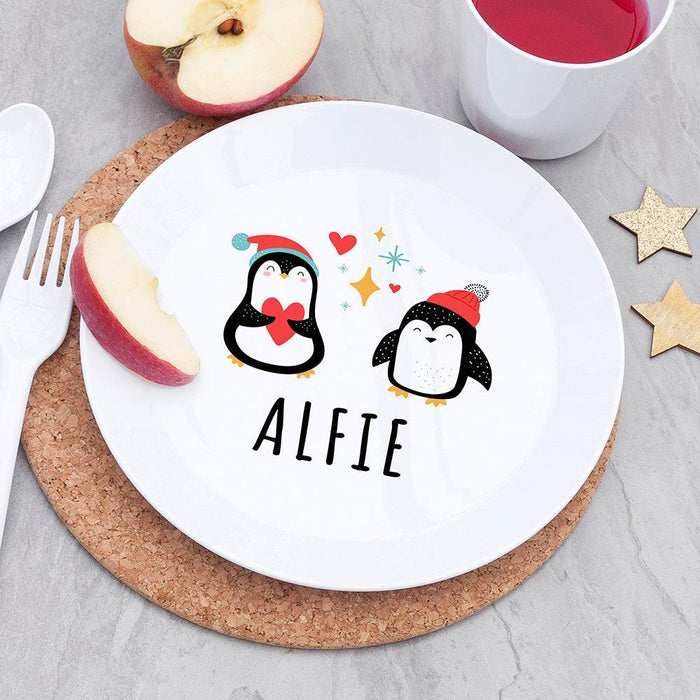 Personalised Christmas Children's Winter Penguin Dinner Set