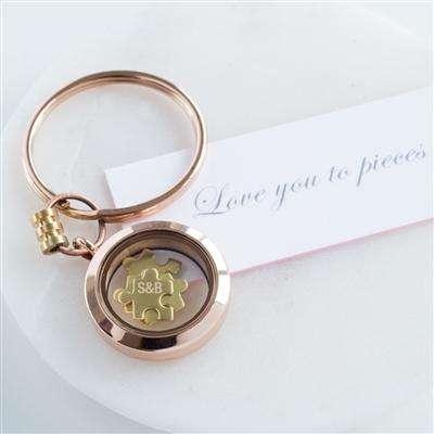 Rose Gold Love You To Pieces Locket Keyring - Myhappymoments.co.uk