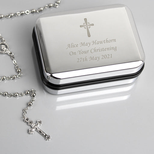 Personalised Rosary Beads and Cross Trinket Box - Myhappymoments.co.uk