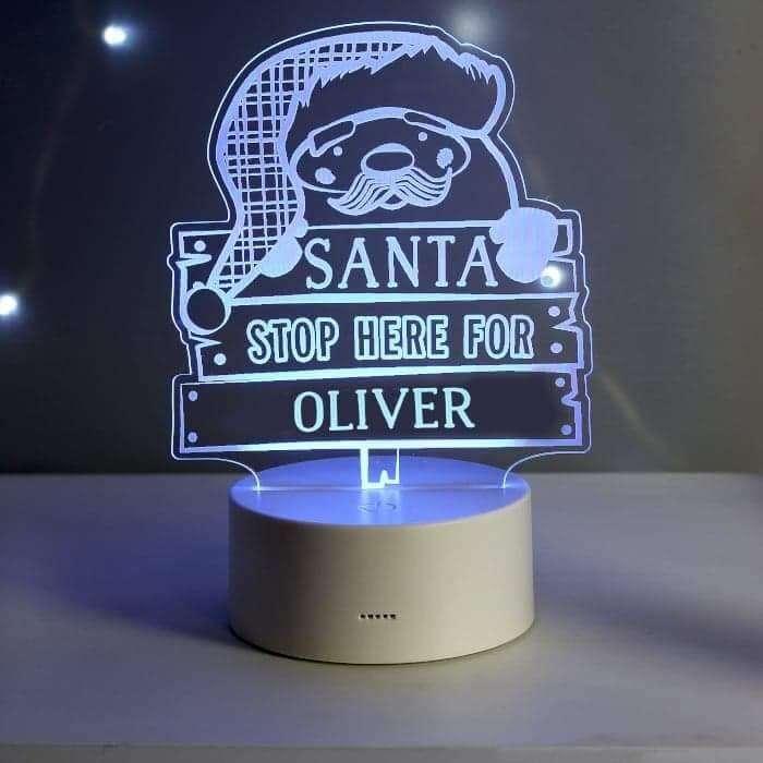 Personalised Santa Stop Here LED Night Light - Myhappymoments.co.uk