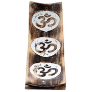 Mango Wood Om Ashcatcher Incense Sticks Burner