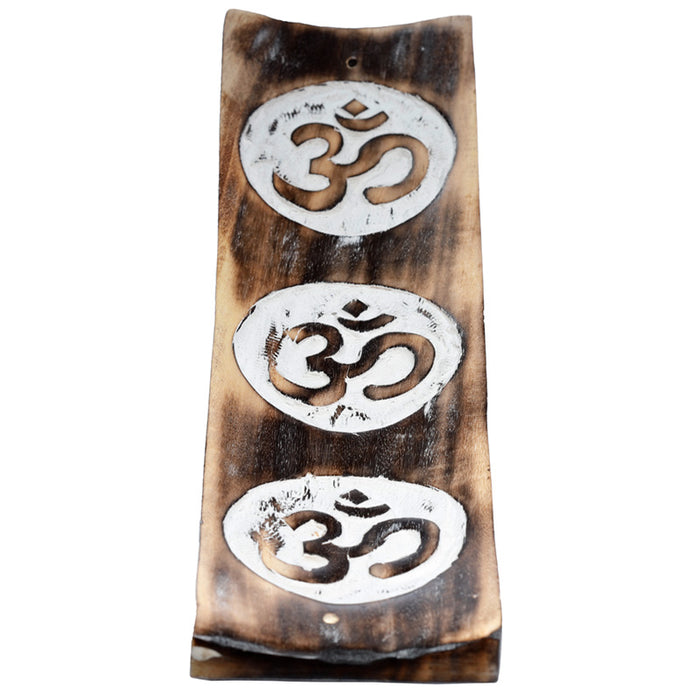 Mango Wood Om Ashcatcher Incense Sticks Burner