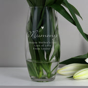 Engraved Love Heart Glass Vase