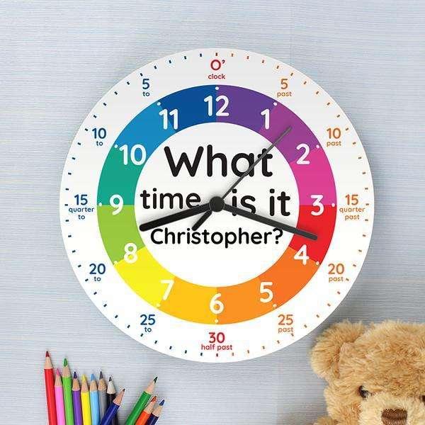 Personalised Kids 'What time is it?' Clock - Myhappymoments.co.uk