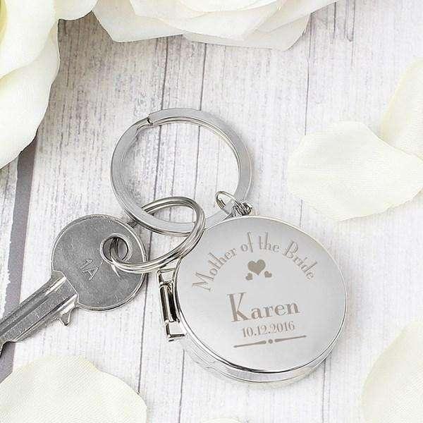 Personalised Wedding Mother of the Bride Round Photo Locket Keyring - Myhappymoments.co.uk