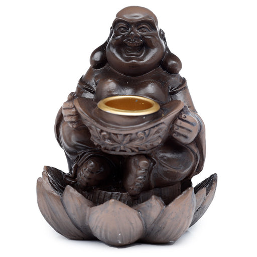 Peace of the East Wood Effect Lucky Buddha Backflow Incense Burner