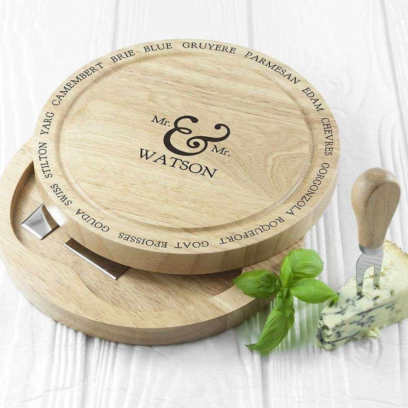 Personalised Connoisseur Couples Cheese Board Set - Myhappymoments.co.uk