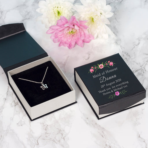Wedding Party Butterfly Necklace With Personalised Box