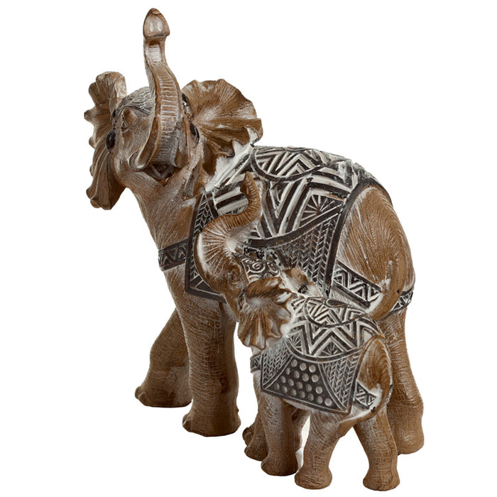 Elephant Wood Effect Figurines Feng Shui Symbol
