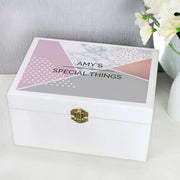 Personalised Geometric Wooden Keepsake Box - Myhappymoments.co.uk