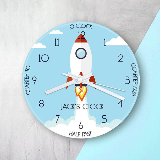 Personalised Kids Rocket Glass Clock