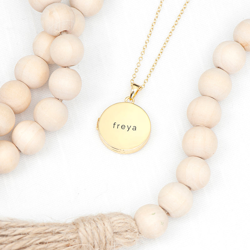 Personalised Round Photo Locket Necklace - Gold Plated