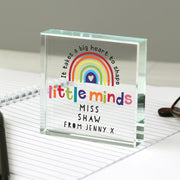 Personalised Shape Little Minds Teacher Glass Gift Plaque