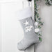 Personalised Baby Polar Bear Luxury Silver Grey Christmas Stocking