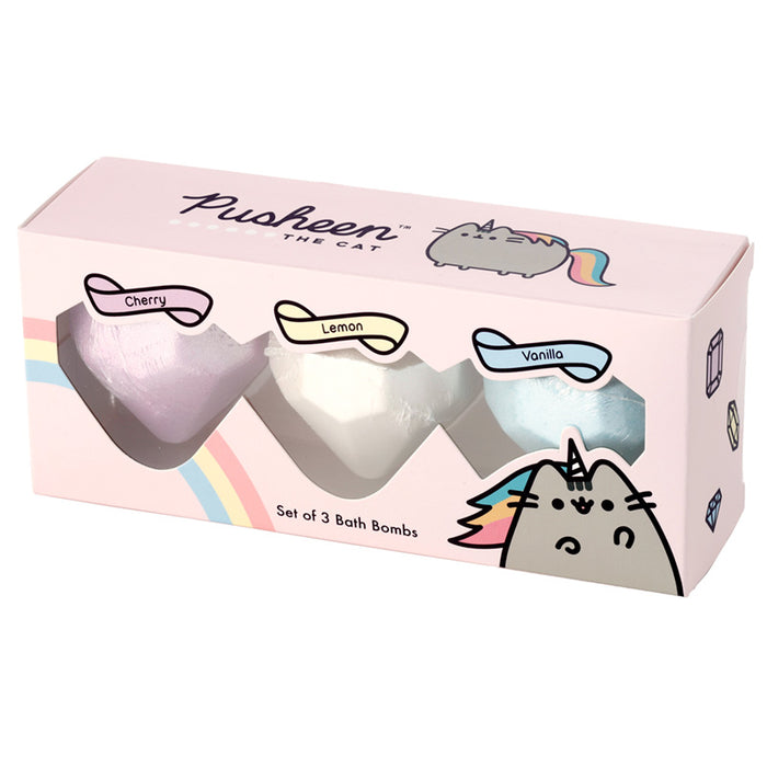 Set of 3 Pusheen the Cat Bath Bombs - Fruity Scents - Cat Lover Gift