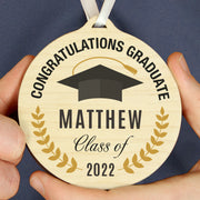 Personalised Graduation Round Wooden Medal