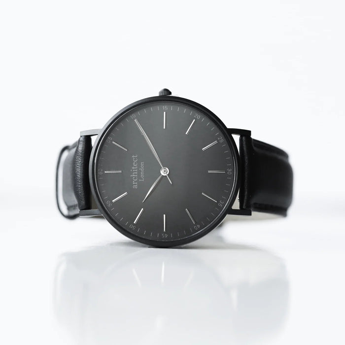 Handwriting Engraving Men's Minimalist Watch With Jet Black Strap