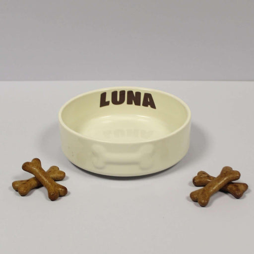 Personalised Small Dog Bowl Cream - Myhappymoments.co.uk