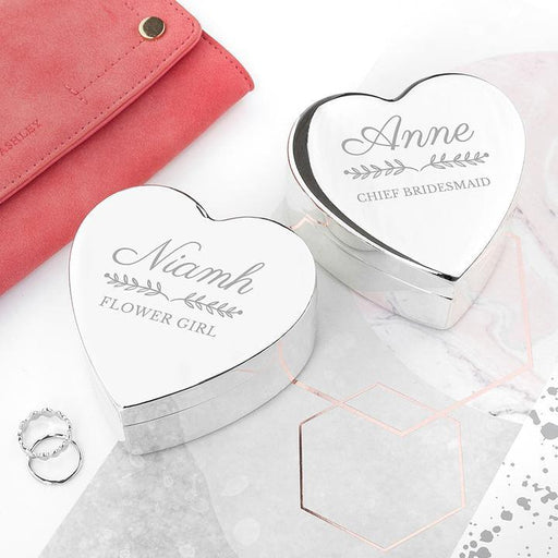 Personalised Bridal Party Heart Jewellery Box