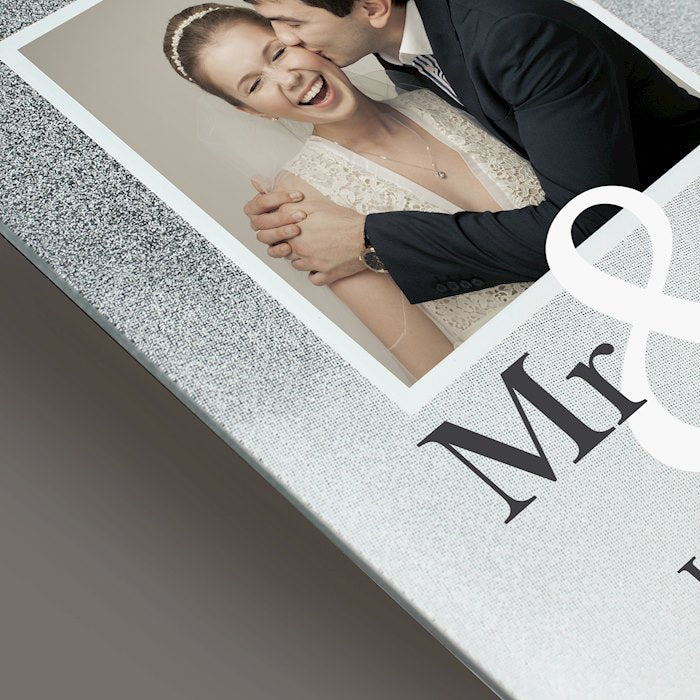 Personalised Mr & Mrs Glitter Glass Photo Frame 4x4 - Myhappymoments.co.uk