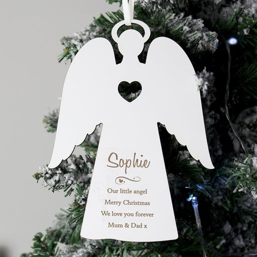 Personalised Message White Wooden Angel - Pukka Gifts