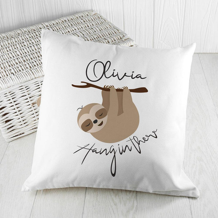 Personalised Hang In There Sloth Cushion Cover