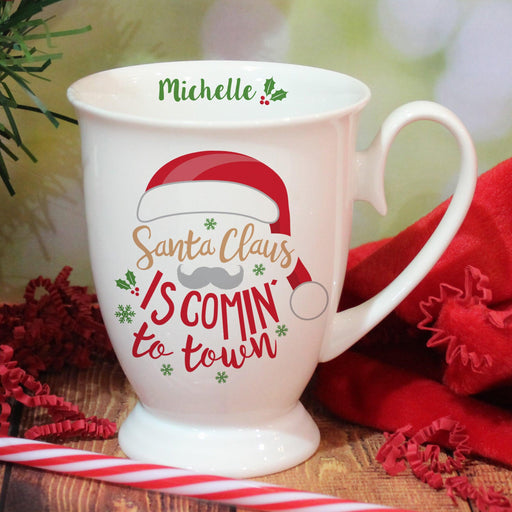 Personalised Santa Claus Is Comin’ To Town Christmas Marquee Mug