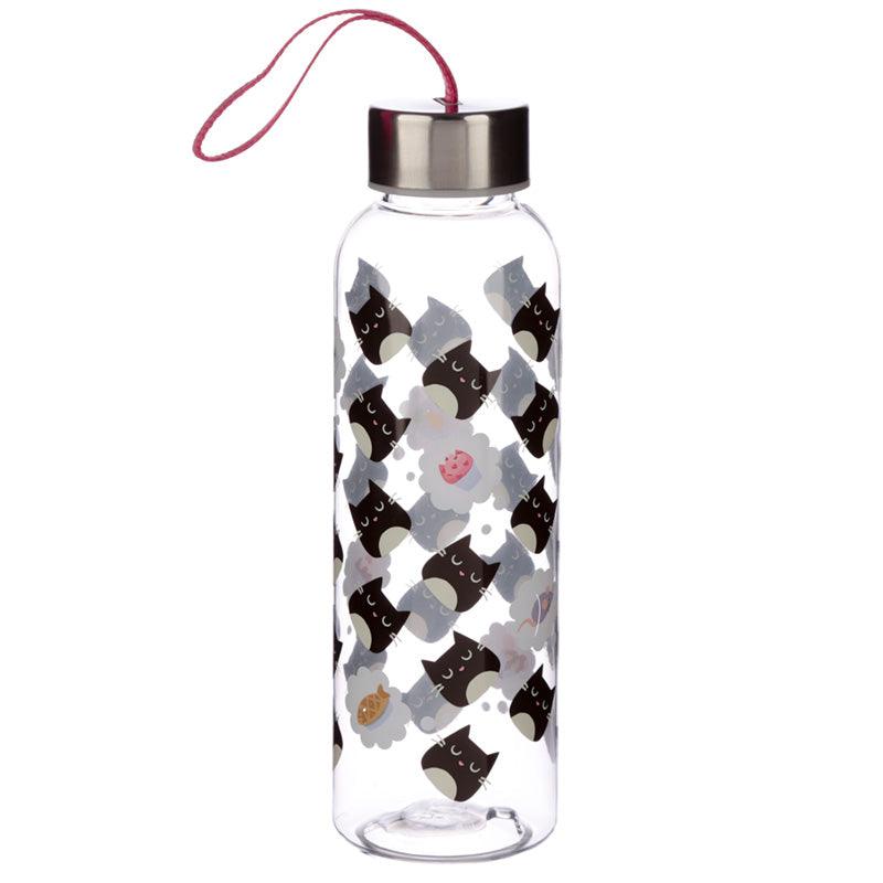 Feline Fine Cat 500ml Reusable Plastic Water Bottle with Metallic Lid