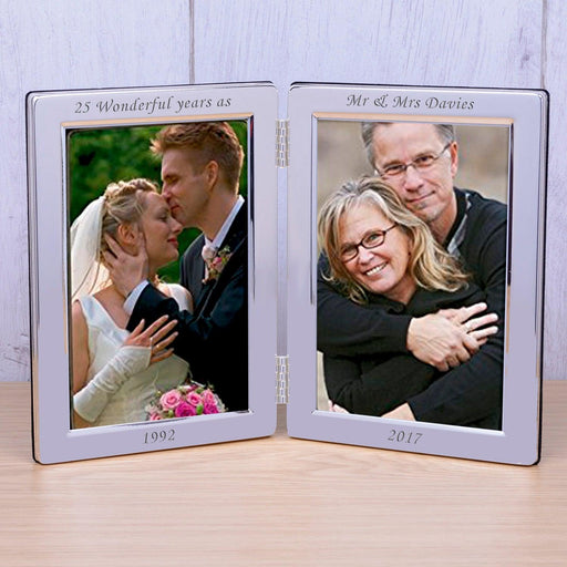 Personalised Silver Plated Photo Frame Double