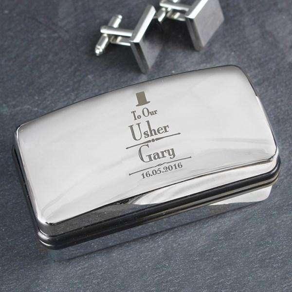 Personalised Usher Cufflink Box - Myhappymoments.co.uk