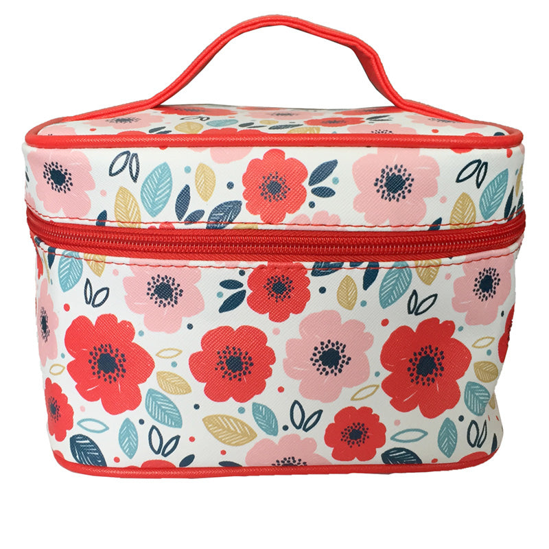 Poppy Fields Zip Around Makeup Bag with Handle