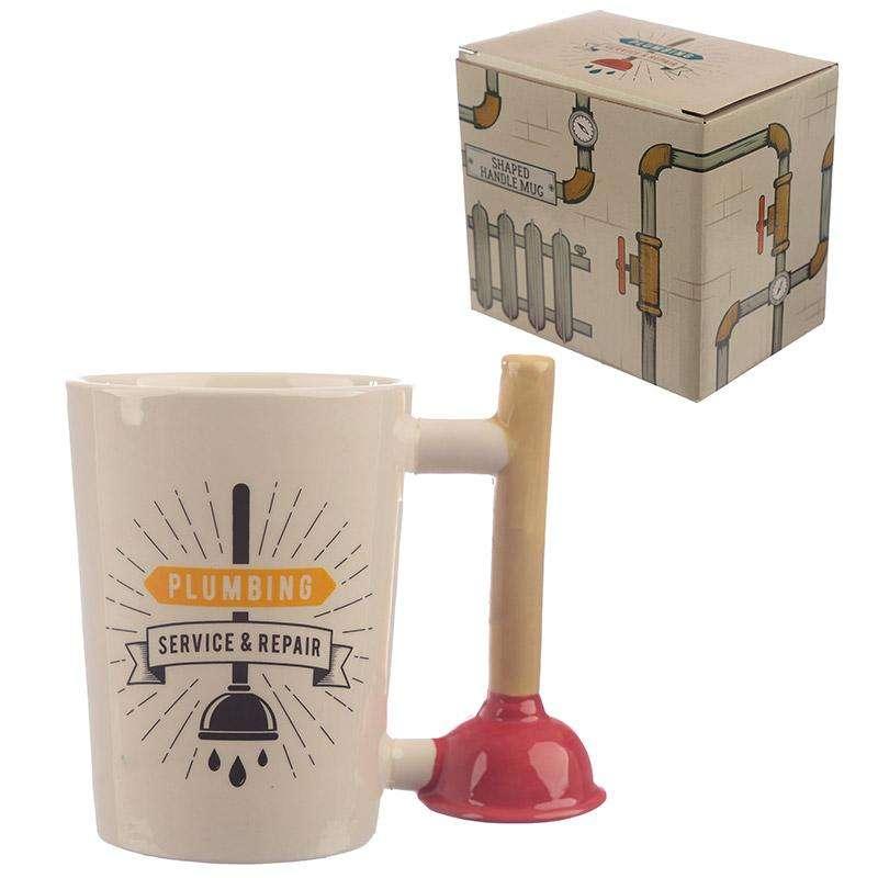 Toilet Plunger Shaped Handle Ceramic Mug - Myhappymoments.co.uk