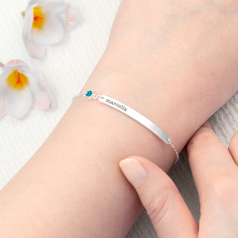 Personalised Silver Birthstone Swarovski Crystal Bracelet