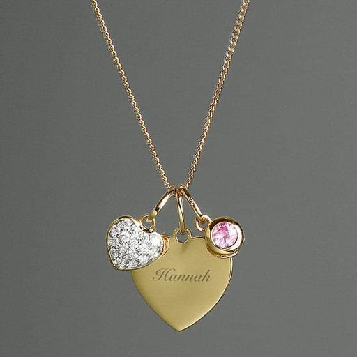 Personalised Sterling Silver & 9ct Gold Heart Necklace - Myhappymoments.co.uk