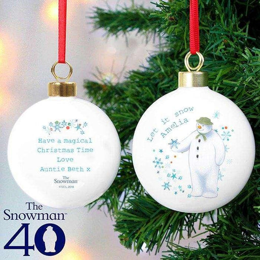 Personalised The Snowman Let it Snow Christmas Bauble - Myhappymoments.co.uk