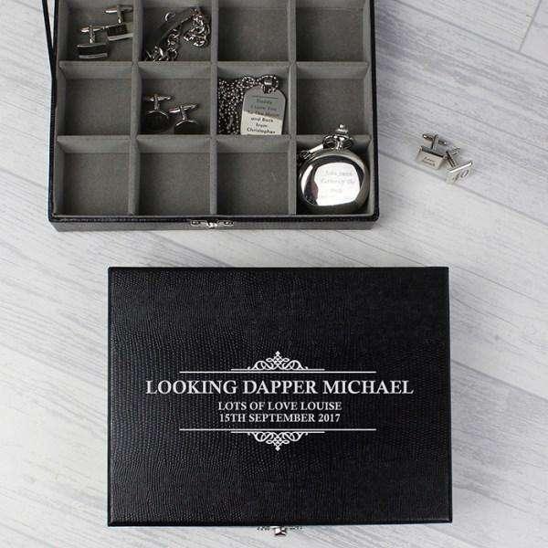 Personalised Large Cufflink Compartment Box - Myhappymoments.co.uk