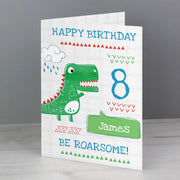 Personalised Be Roarsome Dinosaur Birthday Age Card - Myhappymoments.co.uk