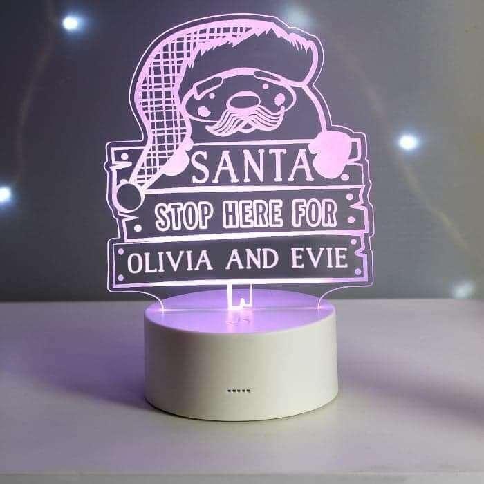 Personalised Santa Stop Here LED Night Light - Myhappymoments.co.uk