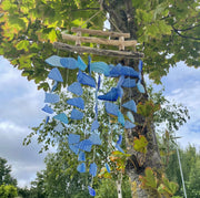Three Stick Recycled Glass Driftwood Wind Chime - All Blues