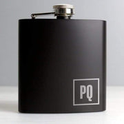 Personalised Initials Monogrammed Black Hip Flask - Myhappymoments.co.uk