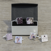 Personalised Groom Cufflinks - Initials Date & Photo