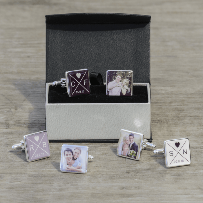 Personalised Initials Date & Photo Cufflinks - Myhappymoments.co.uk
