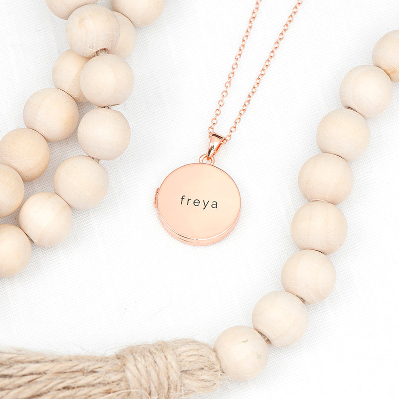 Personalised Round Photo Locket Necklace - Rose Gold Plated