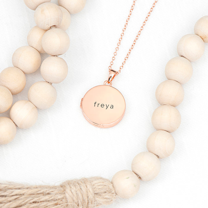 Personalised Round Photo Locket Necklace - Rose Gold Plated