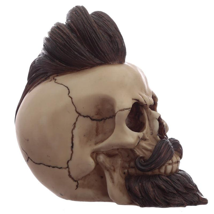 Hipster Mohican Skull Ornament with Beard and Styled Hair