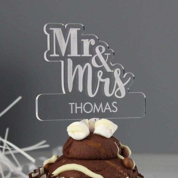 Personalised Mr & Mrs Acrylic Cake Topper - Myhappymoments.co.uk