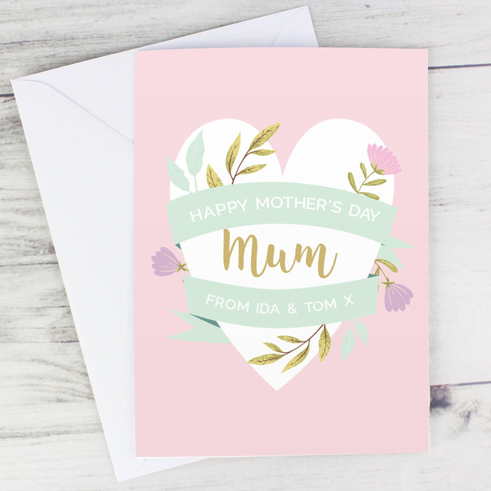 Personalised Floral Heart Mother's Day Card