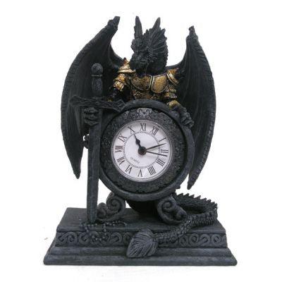 Gothic Armoured Dragon Mantle Clock