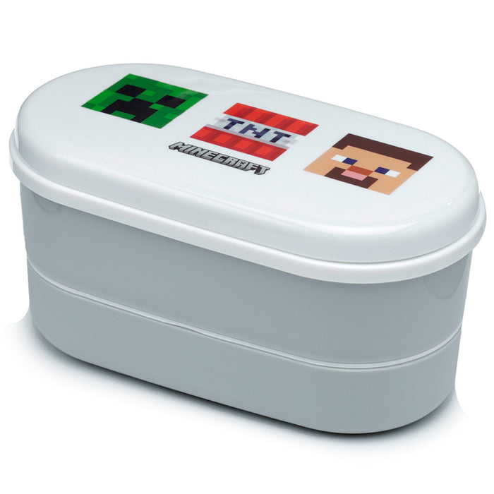 Minecraft Faces Stacked Bento Box Lunch Box with Fork & Spoon